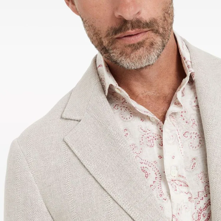 Brunello Cucinelli Stripe pattern Notched lapels Blazer-4