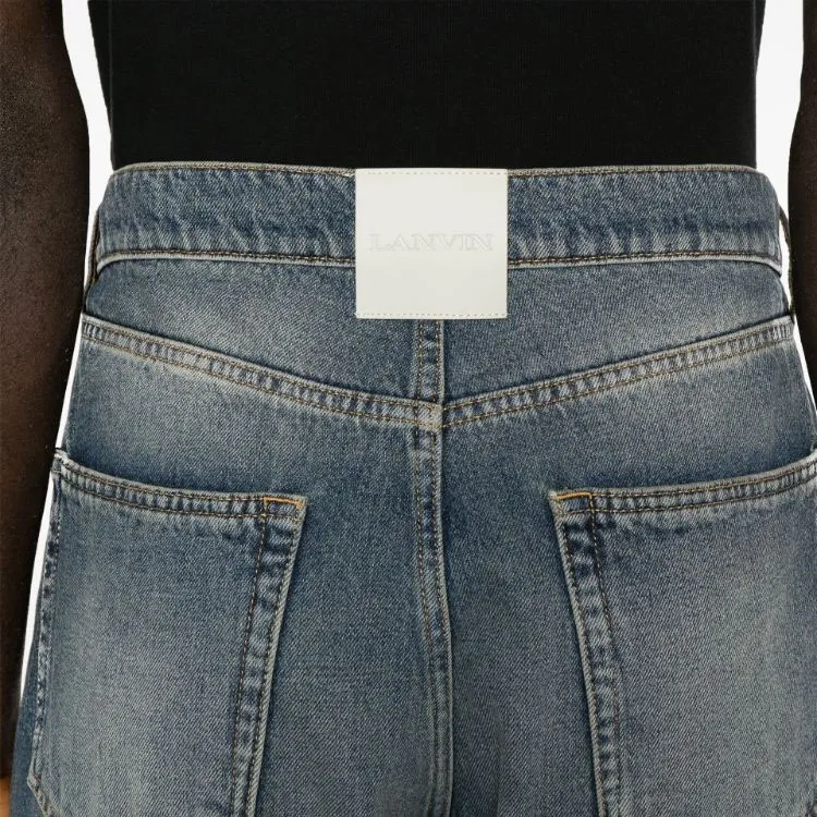 Lanvin Straight leg Twist detailed Cotton Jeans-4