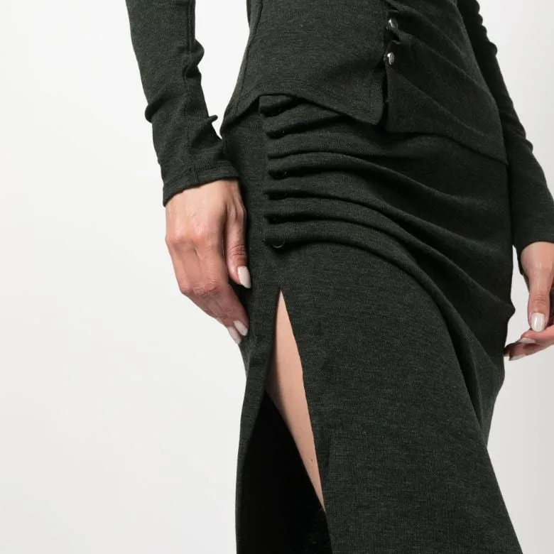 Paco Rabanne Asymmetric Gathered Midi Skirt-4