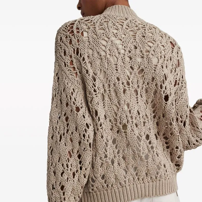Brunello Cucinelli Open knit Zip up Cardigan-3