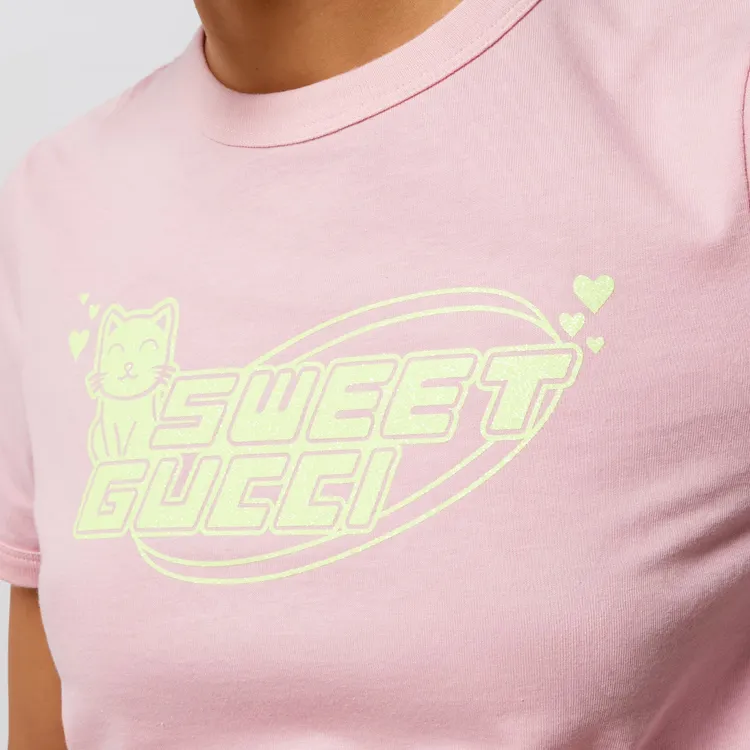 GUCCI Logo Printed Crewneck T Shirt-4