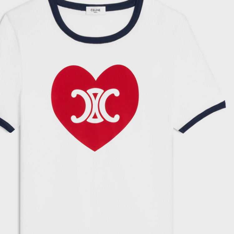 CELINE Heart Triomphe T shirt in Cotton Jersey - POIZON
