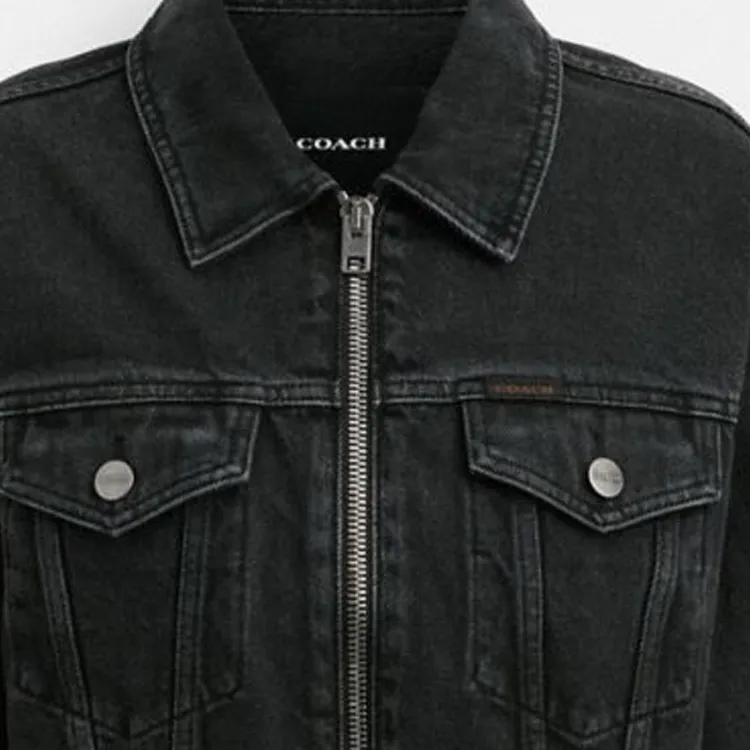 COACH Denim Jacket Women's Black-4