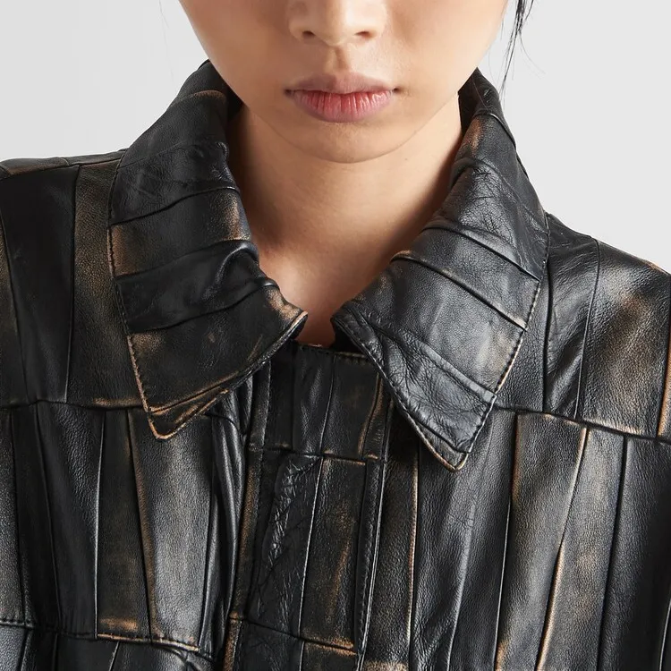 PRADA Nappa leather Patchwork Coat-3