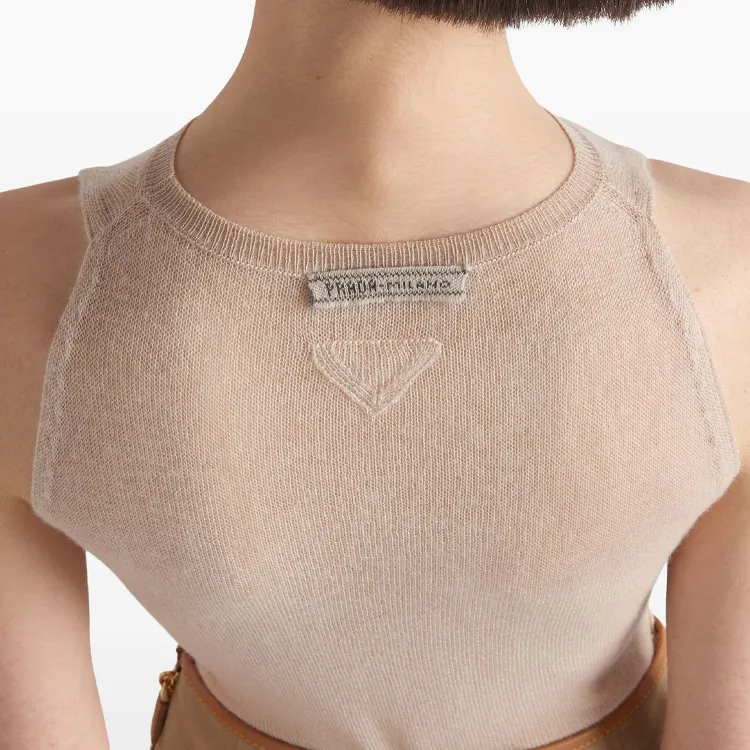 PRADA Semi sheer Cashmere Tank Top-3