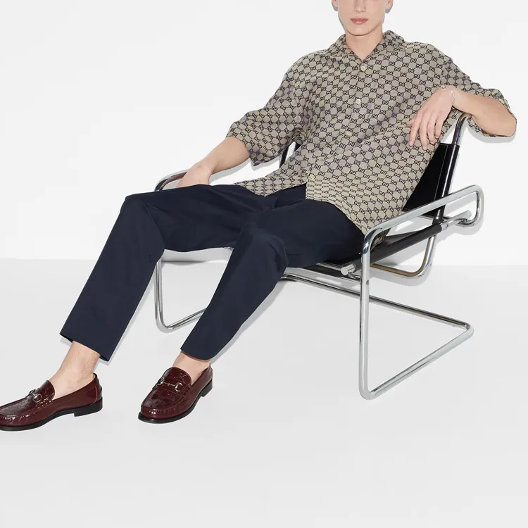 GUCCI Web Detailed Twill Trousers-4