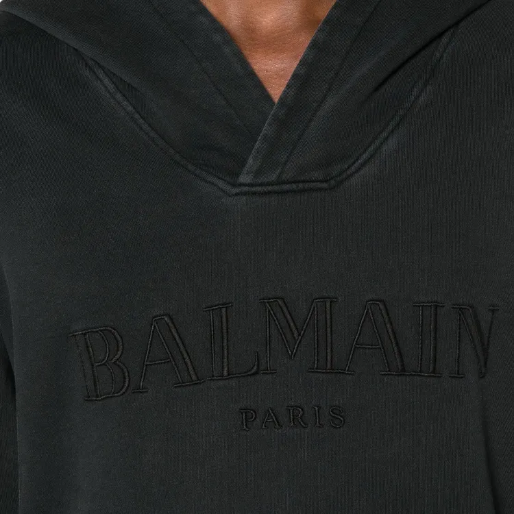 BALMAIN Logo Embossed Hoodie-4