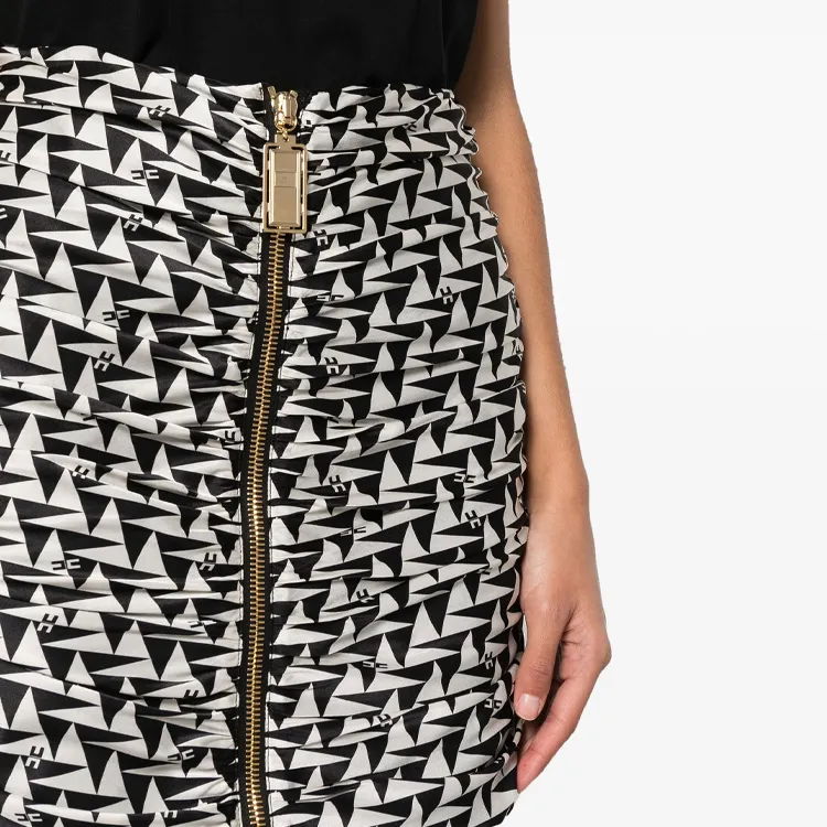 Elisabetta Franchi Graphic Printed Ruched Mini Skirt-4