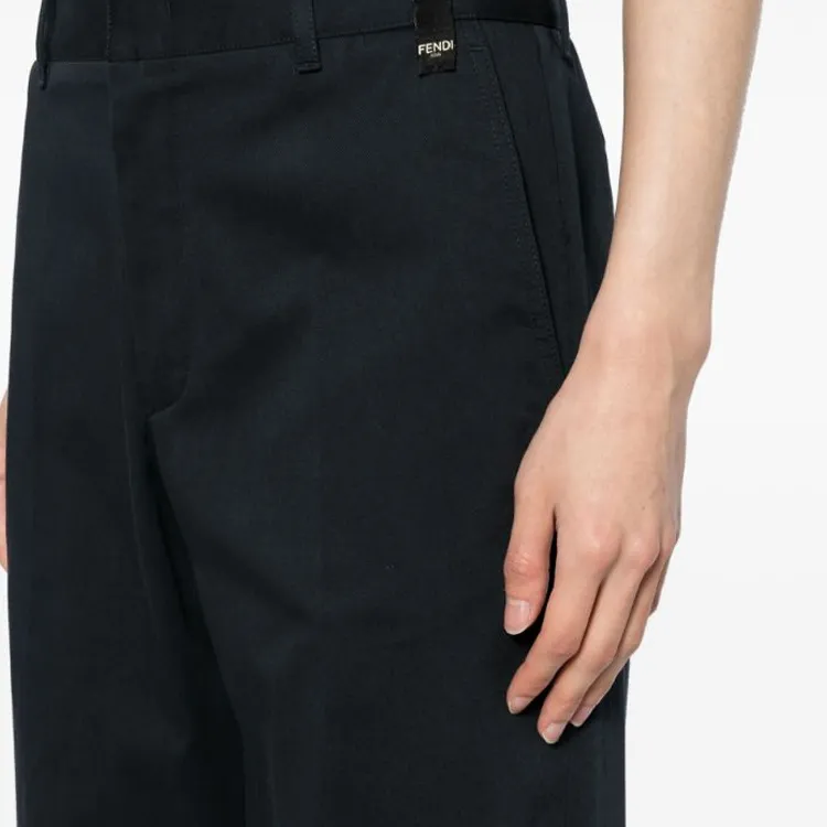 FENDI Logo-appliqué Straight-leg Trousers-4