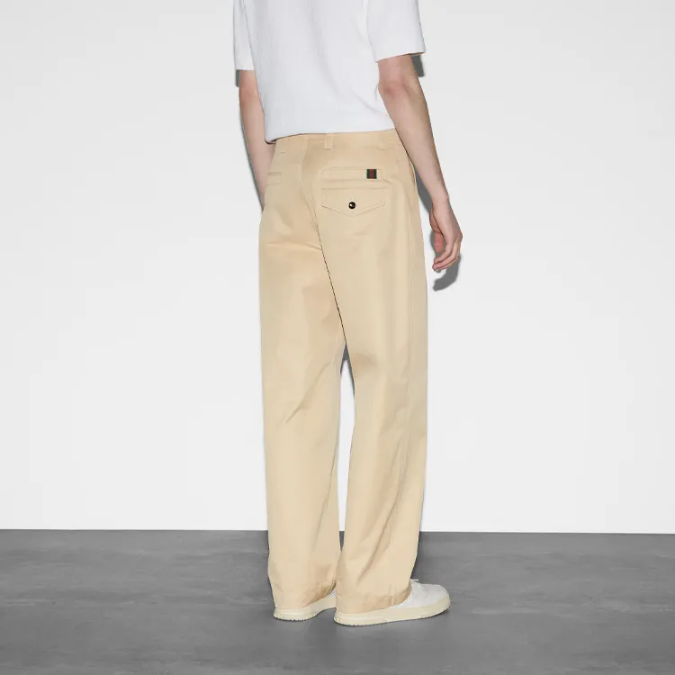 GUCCI Lido Casual Pants Men's Beige-3