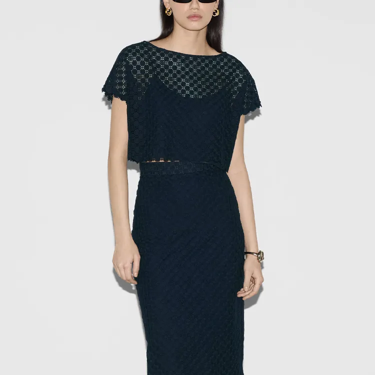 GUCCI Crop Top Women's Dark Blue-2