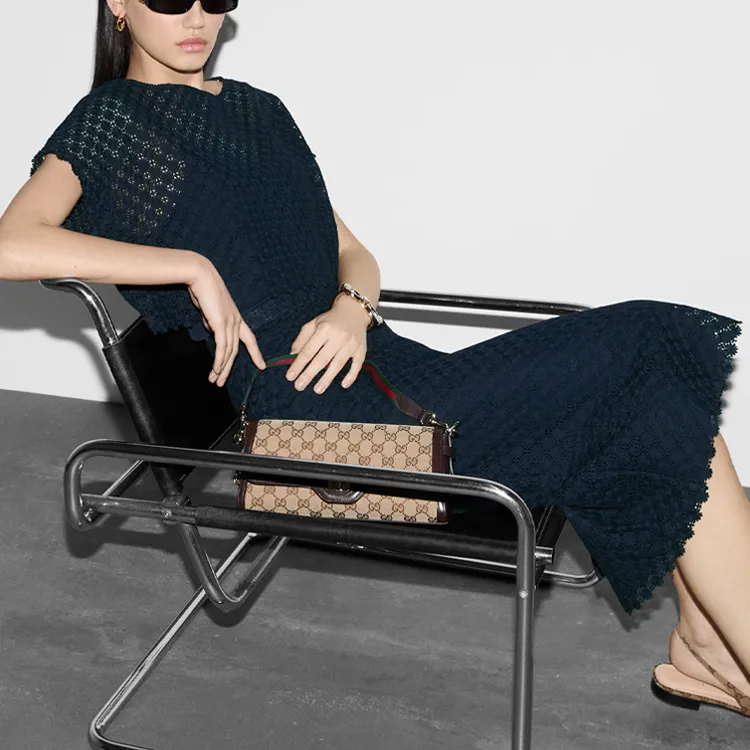 GUCCI Crop Top Women's Dark Blue-4