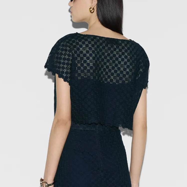 GUCCI Crop Top Women's Dark Blue-3