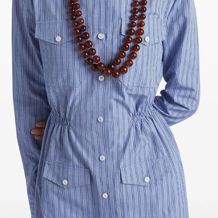 PRADA Striped Straight Hem Shirt Dress-3