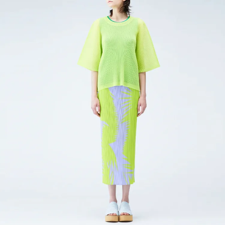 PLEATS PLEASE ISSEY MIYAKE T Shirt Women's Yellow Green-3