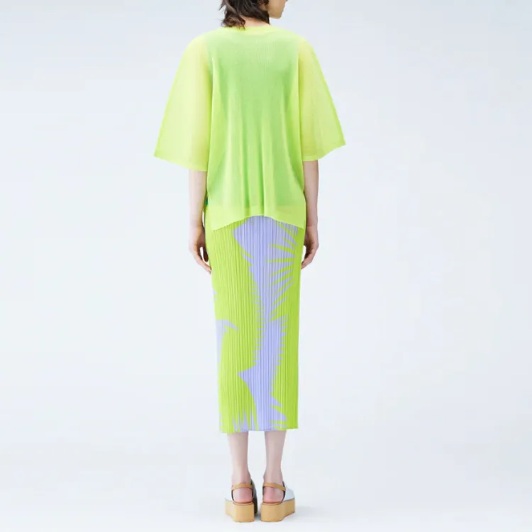 PLEATS PLEASE ISSEY MIYAKE T Shirt Women's Yellow Green-4
