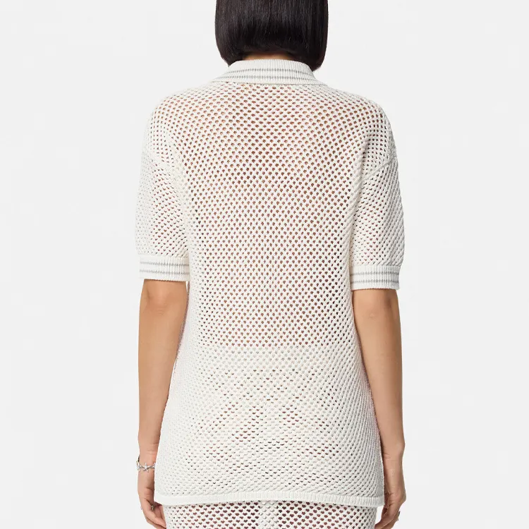 VERSACE Short Sleeved Crochet Knitted Polo Shirt-2