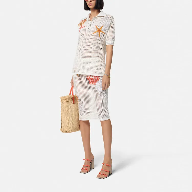 VERSACE Short Sleeved Crochet Knitted Polo Shirt-3