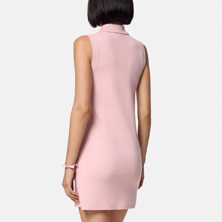 VERSACE Sleeveless Button Up Knitted Mini Dress-2