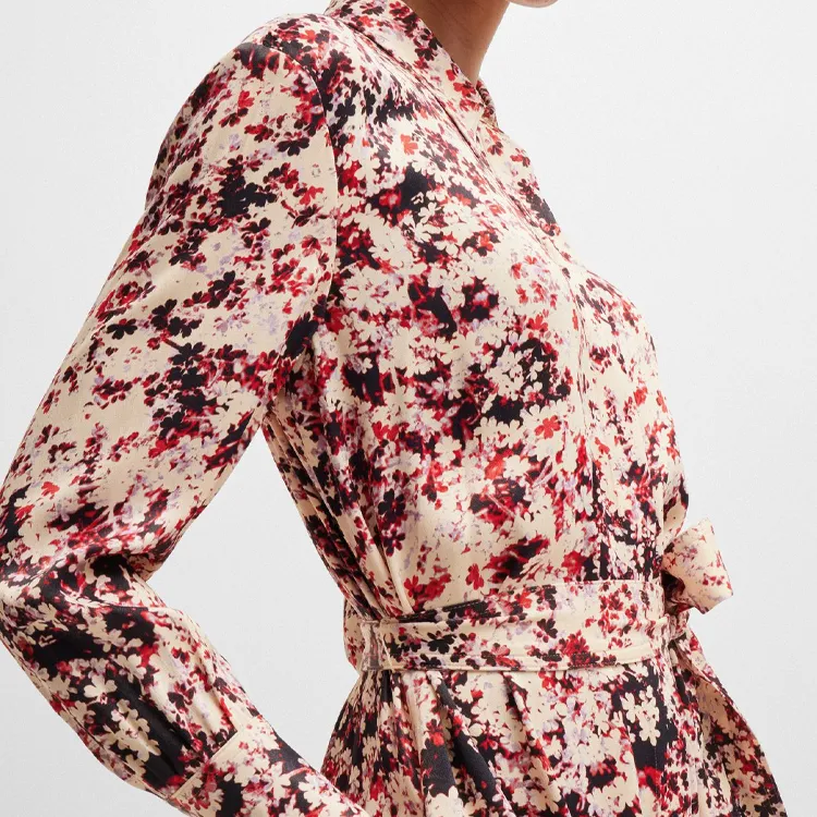 HUGO BOSS Floral print Satin Shirt Dress-4