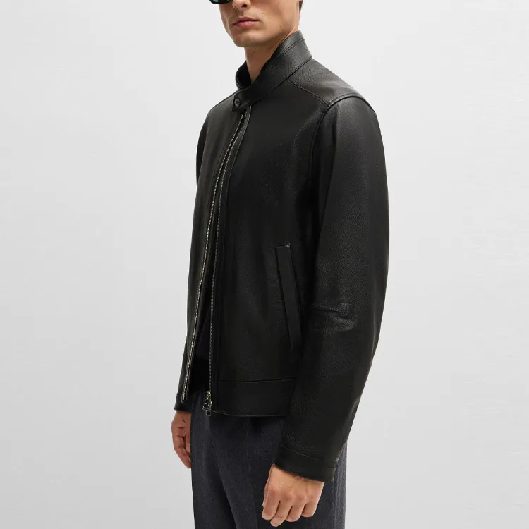 HUGO BOSS Grained Leather Regular-Fit Jacket-4