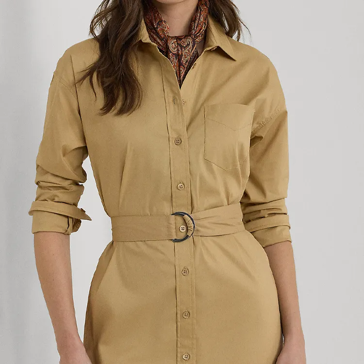 LAUREN RALPH LAUREN FW24 Long Sleeved Dress Women's Birch Brown-3