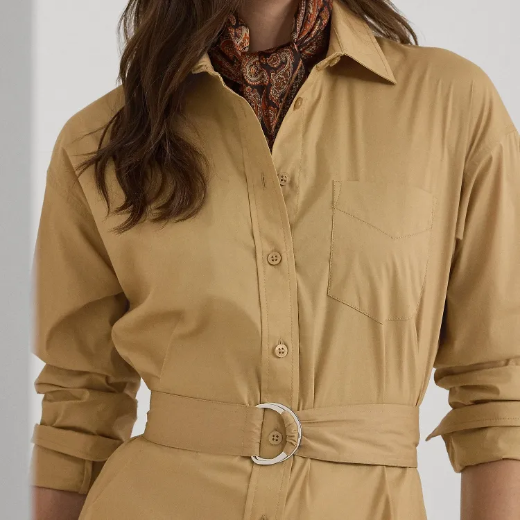 LAUREN RALPH LAUREN FW24 Long Sleeved Dress Women's Birch Brown-4