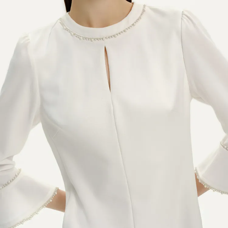 KARL LAGERFELD SS24 Long-Sleeved Dresses Women's White-4