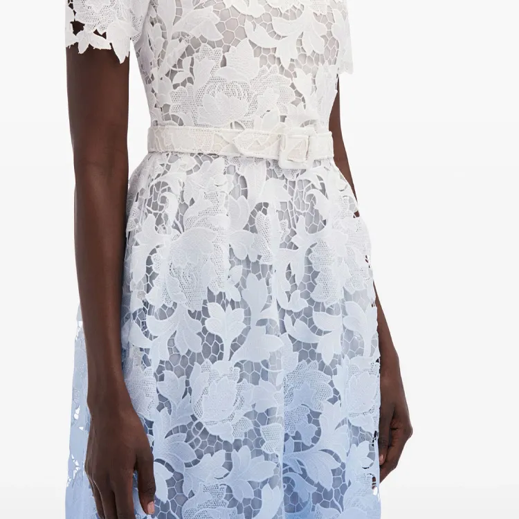 Oscar De La Renta Ombré Peony Guipure Blouse-4