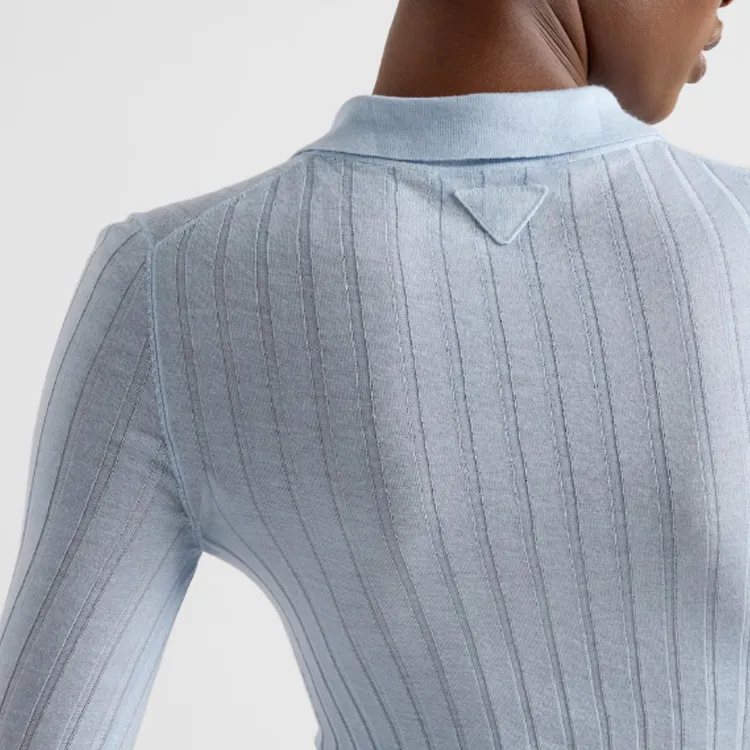 PRADA Long Sleeved Ribbed Polo Top-4