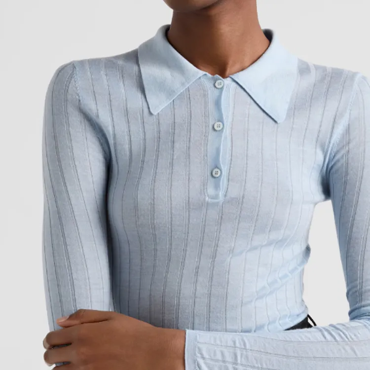 PRADA Long Sleeved Ribbed Polo Top-3