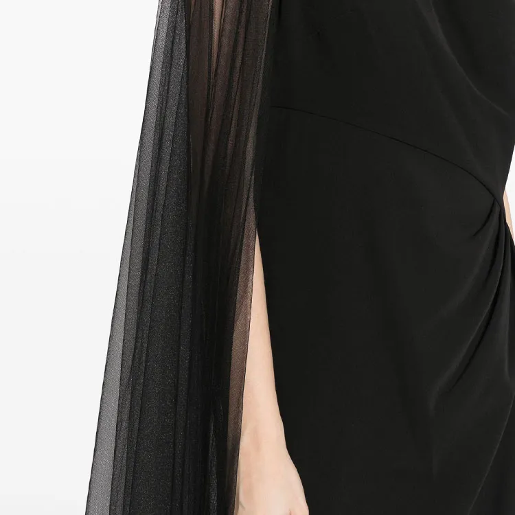 Marchesa Notte One shoulder Cape Gown-2