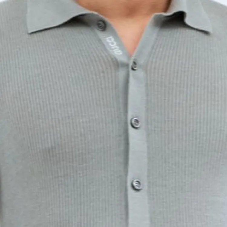 GUCCI Slim Fit Fine Ribbed Polo Shirt-5