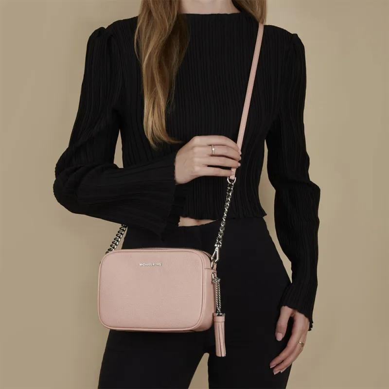 MICHAEL KORS Jet Set Leather Shoulder Bag Crossbody Bag Medium Size Women's Pink-5