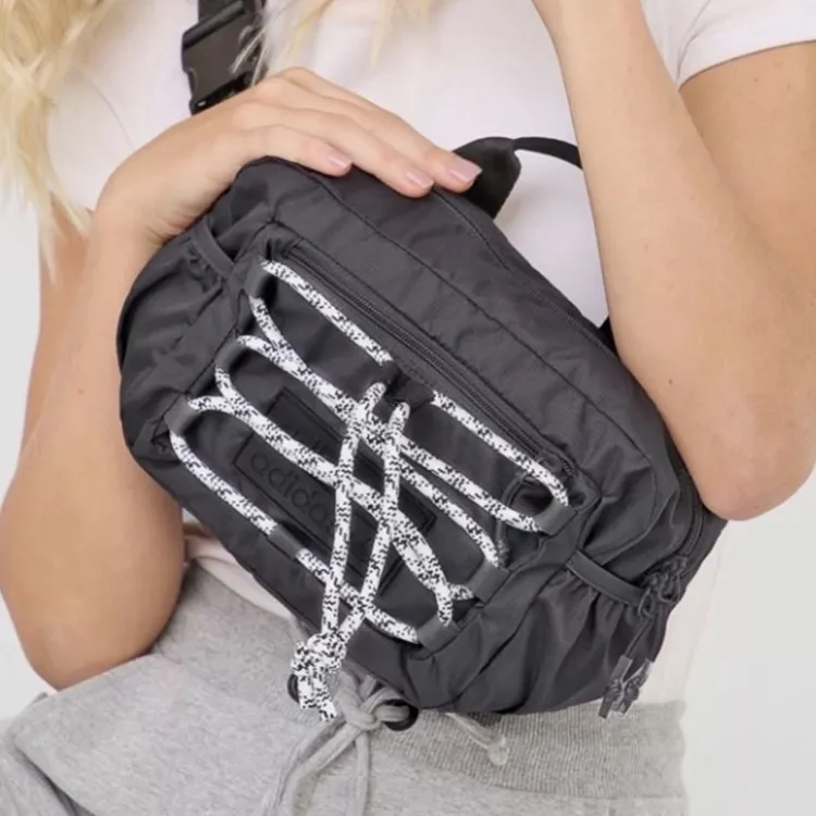 Adidas Polyester Sports Waist Bag Regular Unisex Solid Gray-1