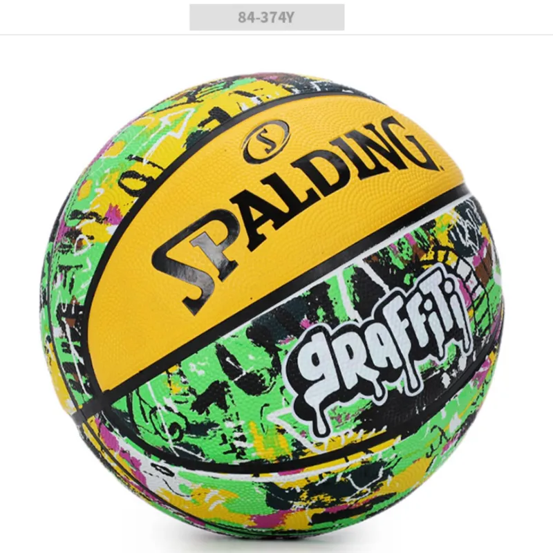 SPALDING Graffiti PU Basketball Yellow Green Size 7 Training Unisex-3