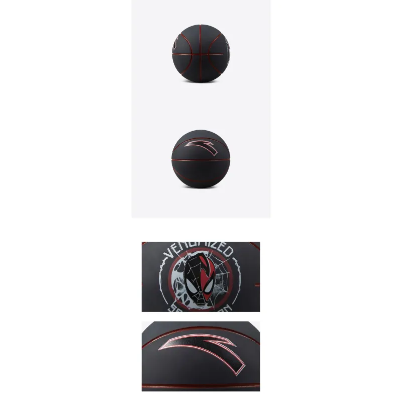 Anta X Spider Man Rubber Basketball Black Mini Ball Training Competition Kids'-1