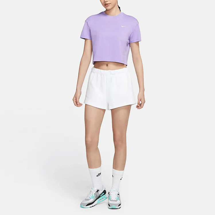 NikeLab Women's Logo Cropped Crewneck T-Shirt Purple-2