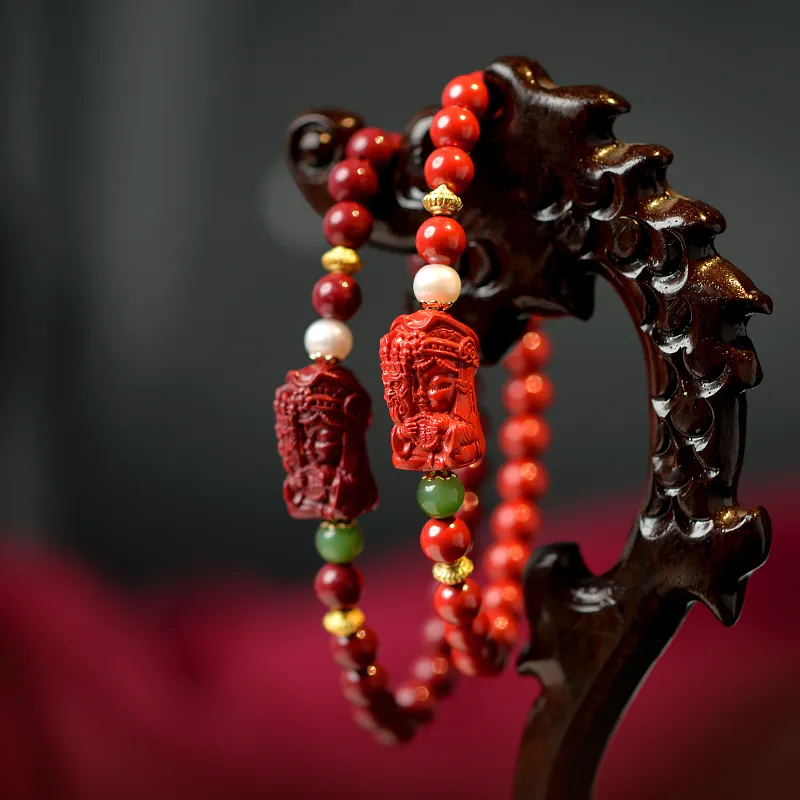 Tokai Family Reconstructed Cinnabar Jade Bracelets Women's-1