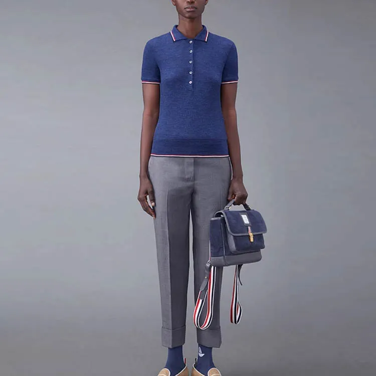 THOM BROWNE THOM BROWNE FW23 Early Autumn Collection Polo Shirts Women's Dark Blue-2