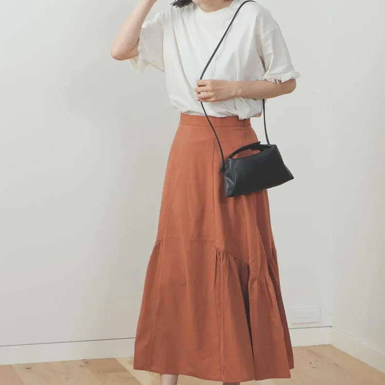 Beams Casual Long Skirts Women's Orange-2