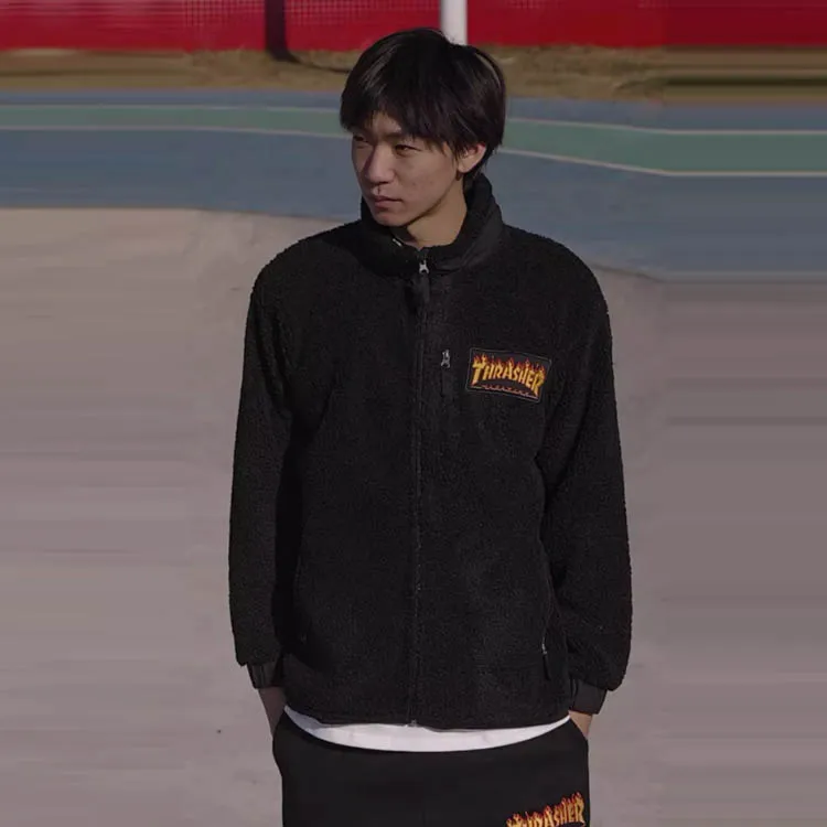 Thrasher Velvet Jackets Unisex Black-4