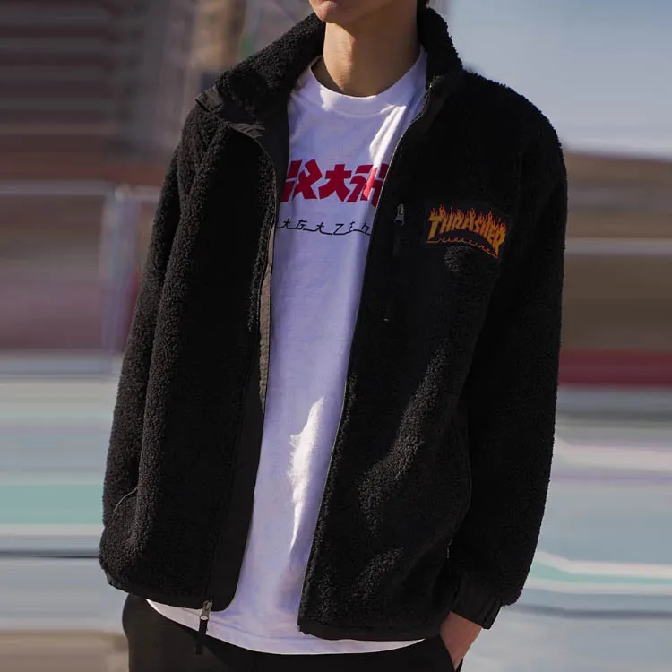 Thrasher Velvet Jackets Unisex Black-5