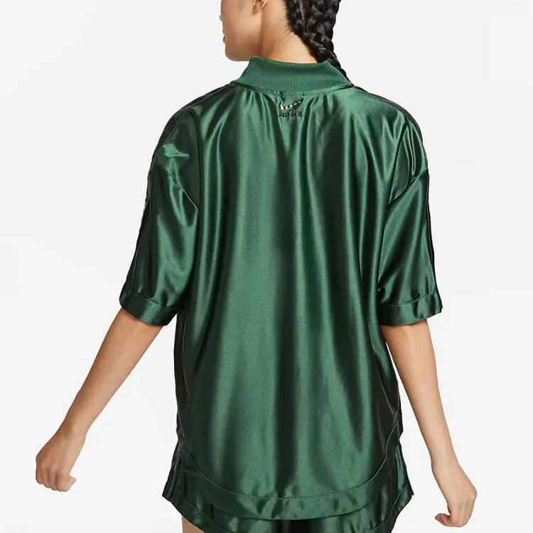 Nike Sportswear Women's Baseball Collar Short-Sleeve Shirt Green-4