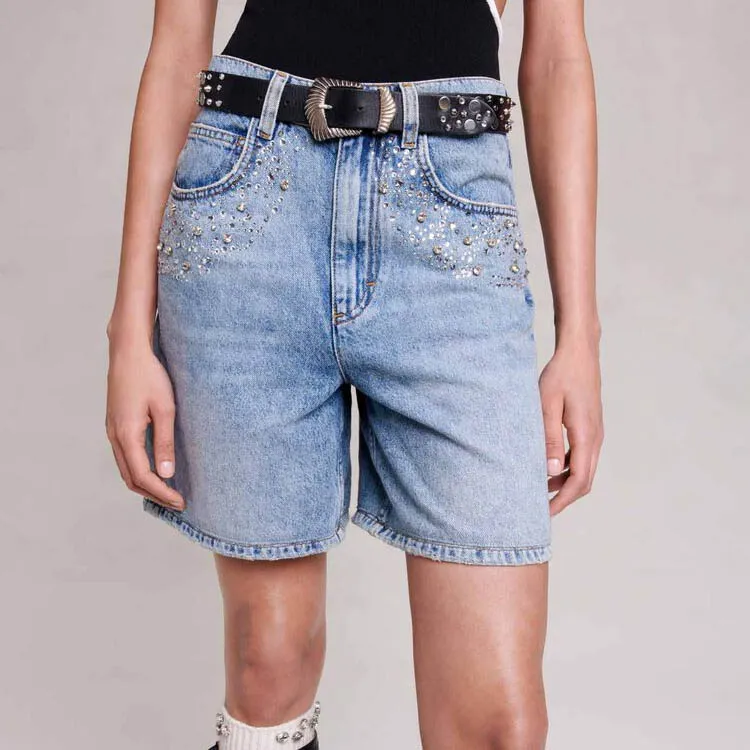 Maje Denim Shorts Women's Blue-3