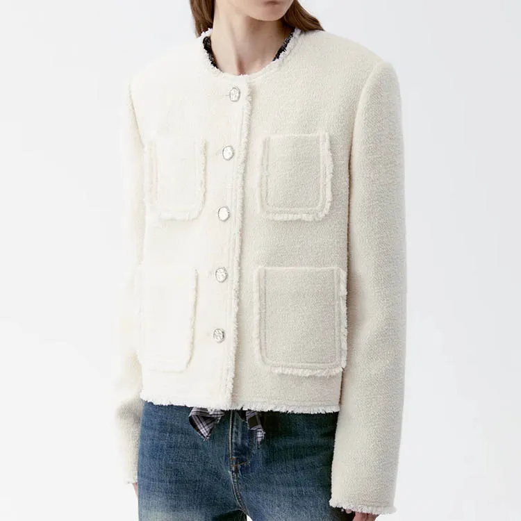 INSISFEMME Velvet Jackets Women's Moscow White-5
