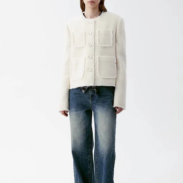INSISFEMME Velvet Jackets Women's Moscow White-2
