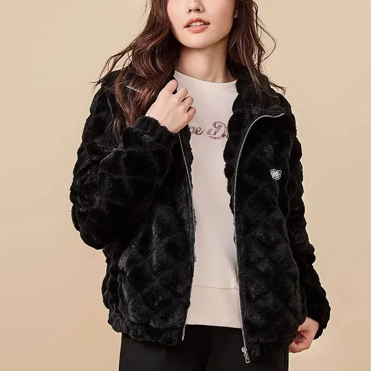 QIAODAN Velvet Jackets Women's Black Floral-5