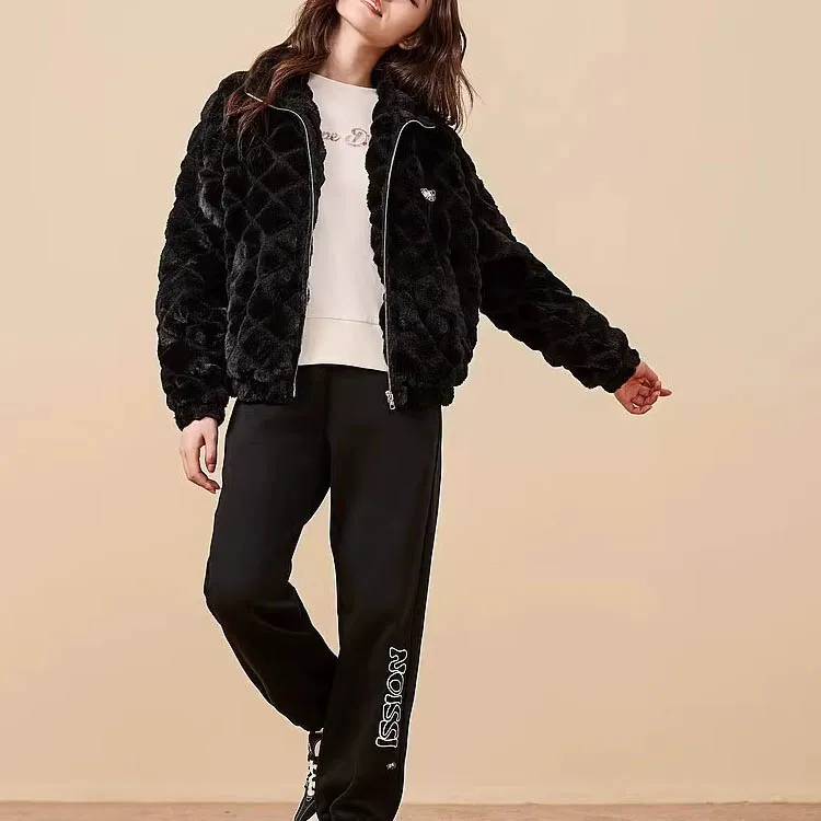QIAODAN Velvet Jackets Women's Black Floral-6