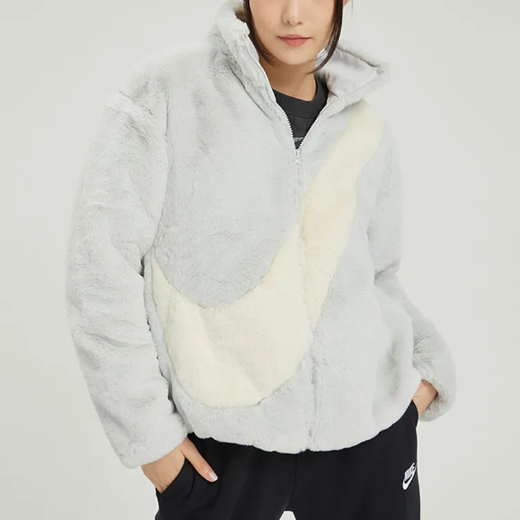 Nike Women'ss Oversized Swoosh Logo Jacket Asia Sizing Photon Dust-5